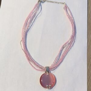 Pink Cats Eye Pendant Necklace